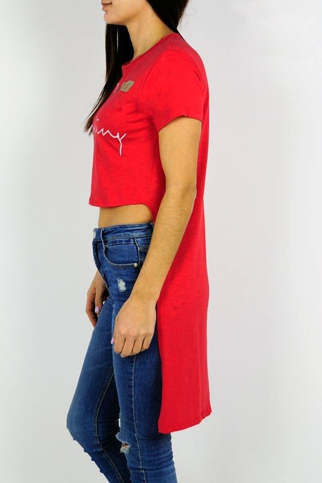 Ασύμμετρη μπλούζα με τύπωμα