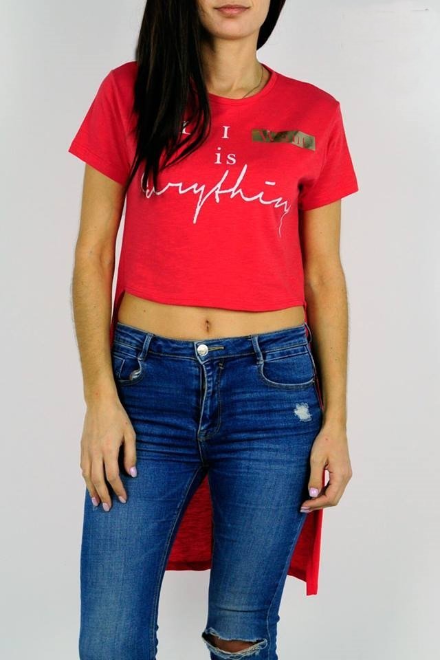 Ασύμμετρη μπλούζα με τύπωμα - Image 2