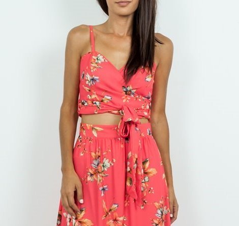 Floral crop μπλούζα κρουαζέ