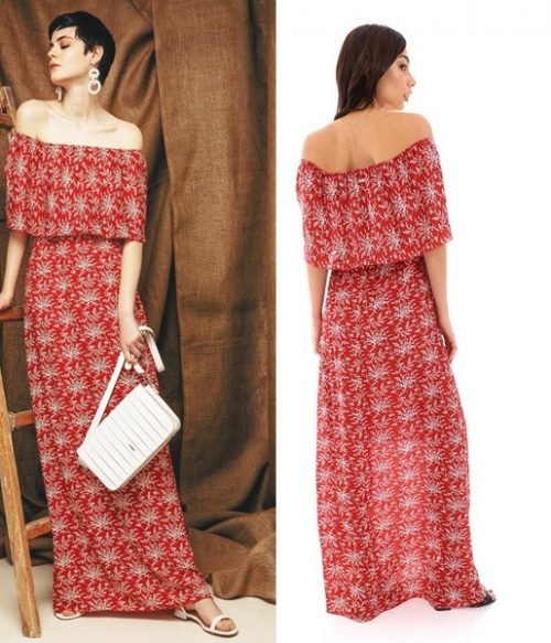 Φόρεμα Boho Στράπλες Doca