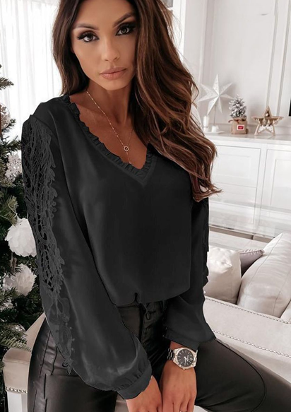 Μπλούζα Με Κέντημα Στα Μανίκια