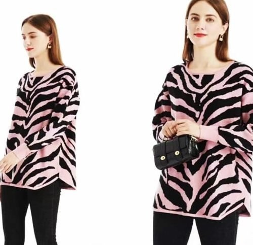 Μπλούζα Πλεκτή Με Τύπωμα Ζέβρα