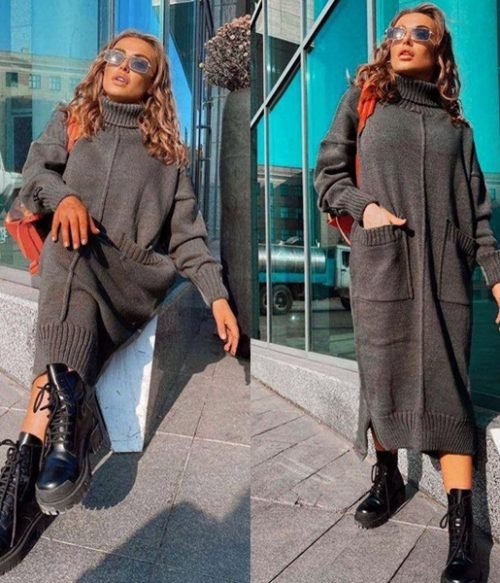 Πλεκτό Oversize Φόρεμα