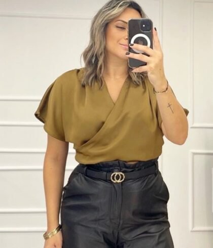 Μπλούζα Crop Σατέν Voice Fashion