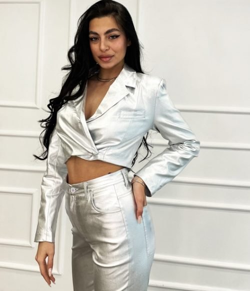 Jacket Κοντό Μεταλλιζέ Σταυρωτό Voice Fashion