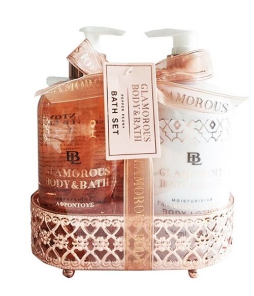Glamorous Gift Set Rose Gold Metal Base Pepper Peony