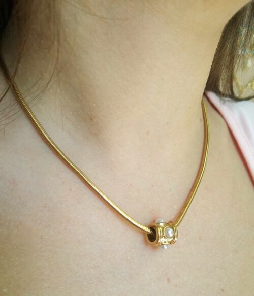 Κολιέ Κύλινδρος Με Πέρλες